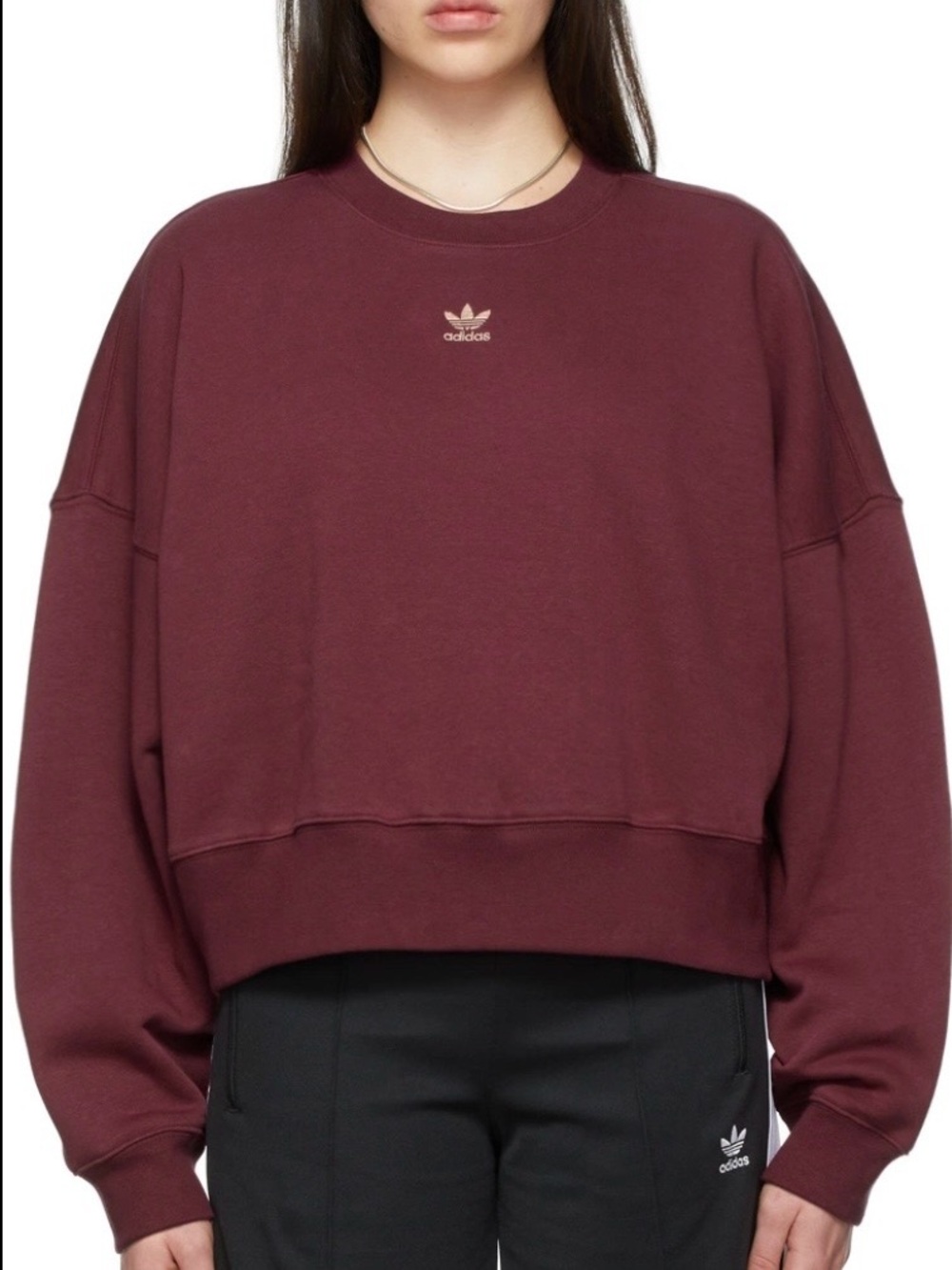Adidas Sz M Original Adicolor Essential Fleece Maroon Sweater